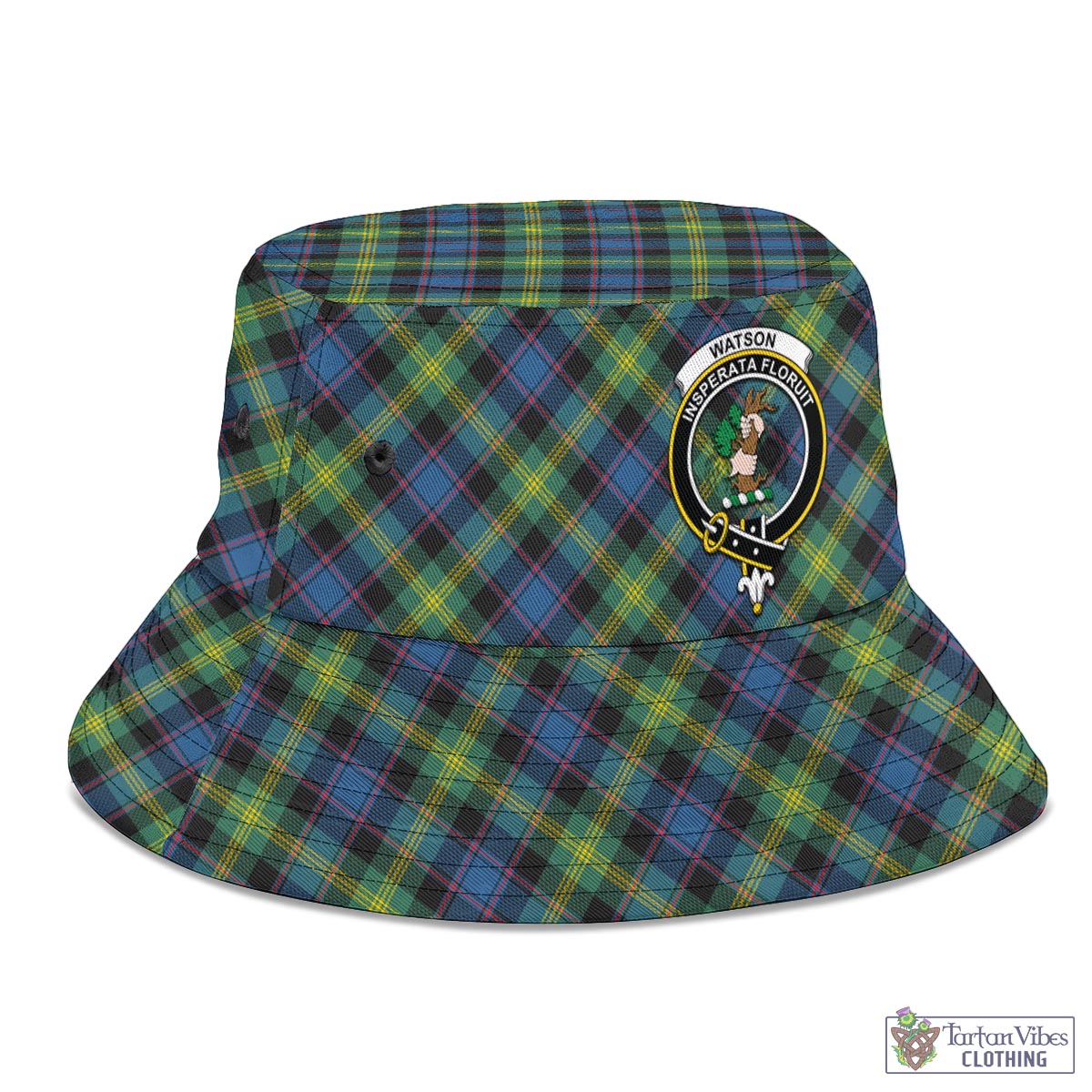 Tartan Vibes Clothing Watson Ancient Tartan Bucket Hat with Family Crest