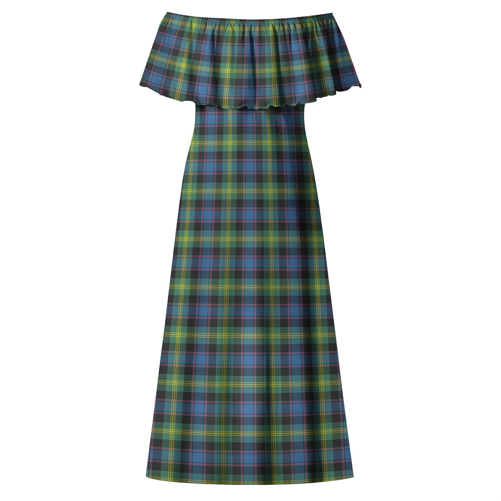 Watson Ancient Tartan Off Shoulder Long Dress - Tartanvibesclothing