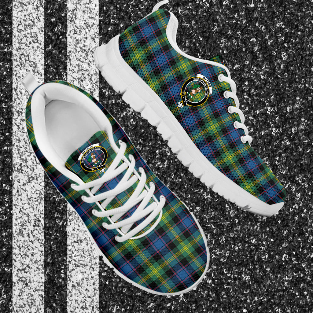 Watson Ancient Tartan Sneakers with Family Crest - Tartan Vibes Clothing