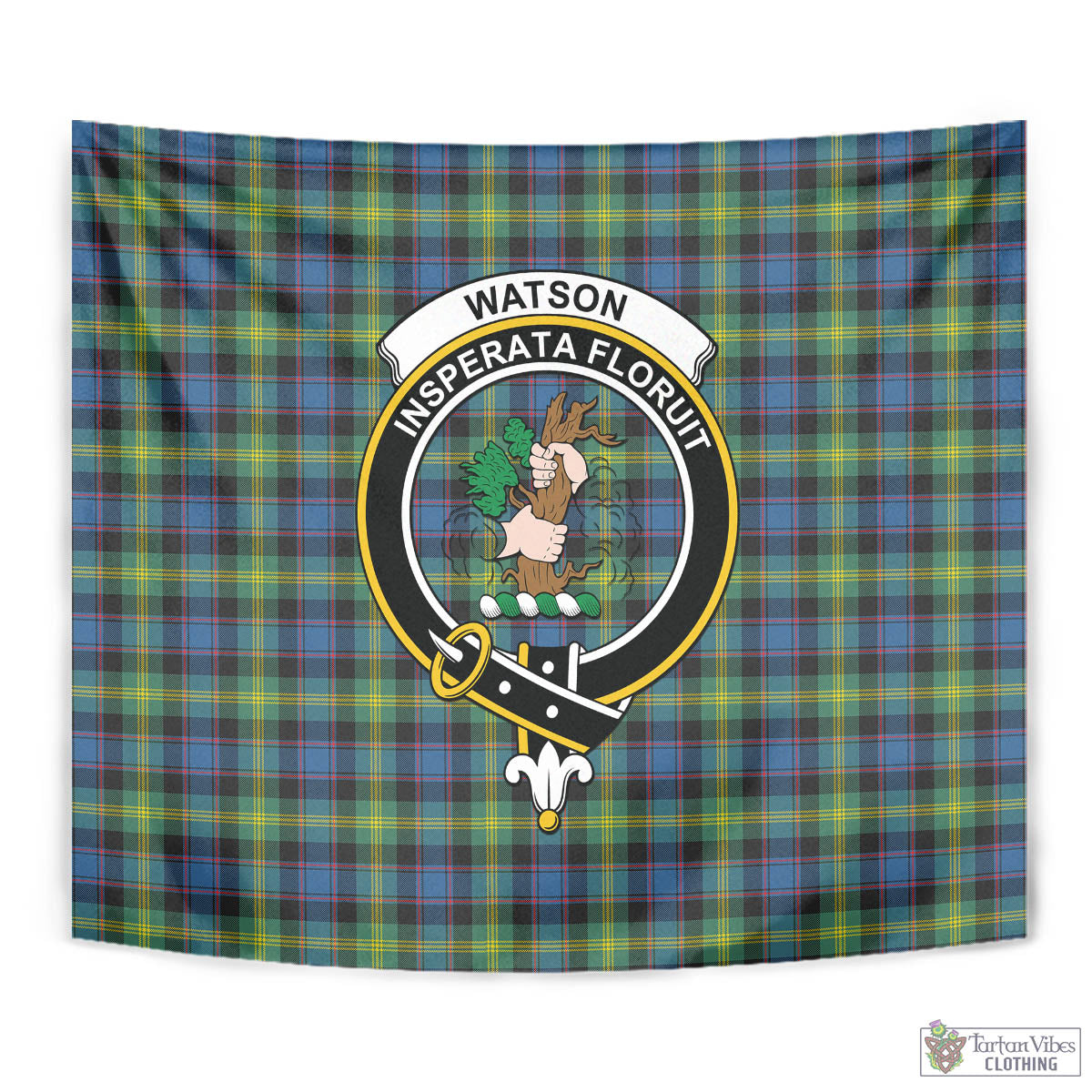 Tartan Vibes Clothing Watson Ancient Tartan Tapestry Wall Hanging and Home Decor for Room with Family Crest