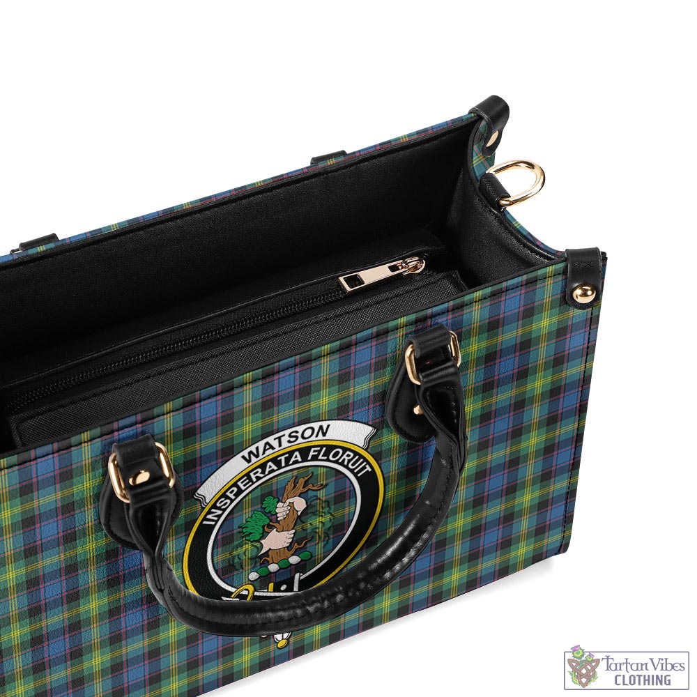 Tartan Vibes Clothing Watson Ancient Tartan Luxury Leather Handbags with Family Crest