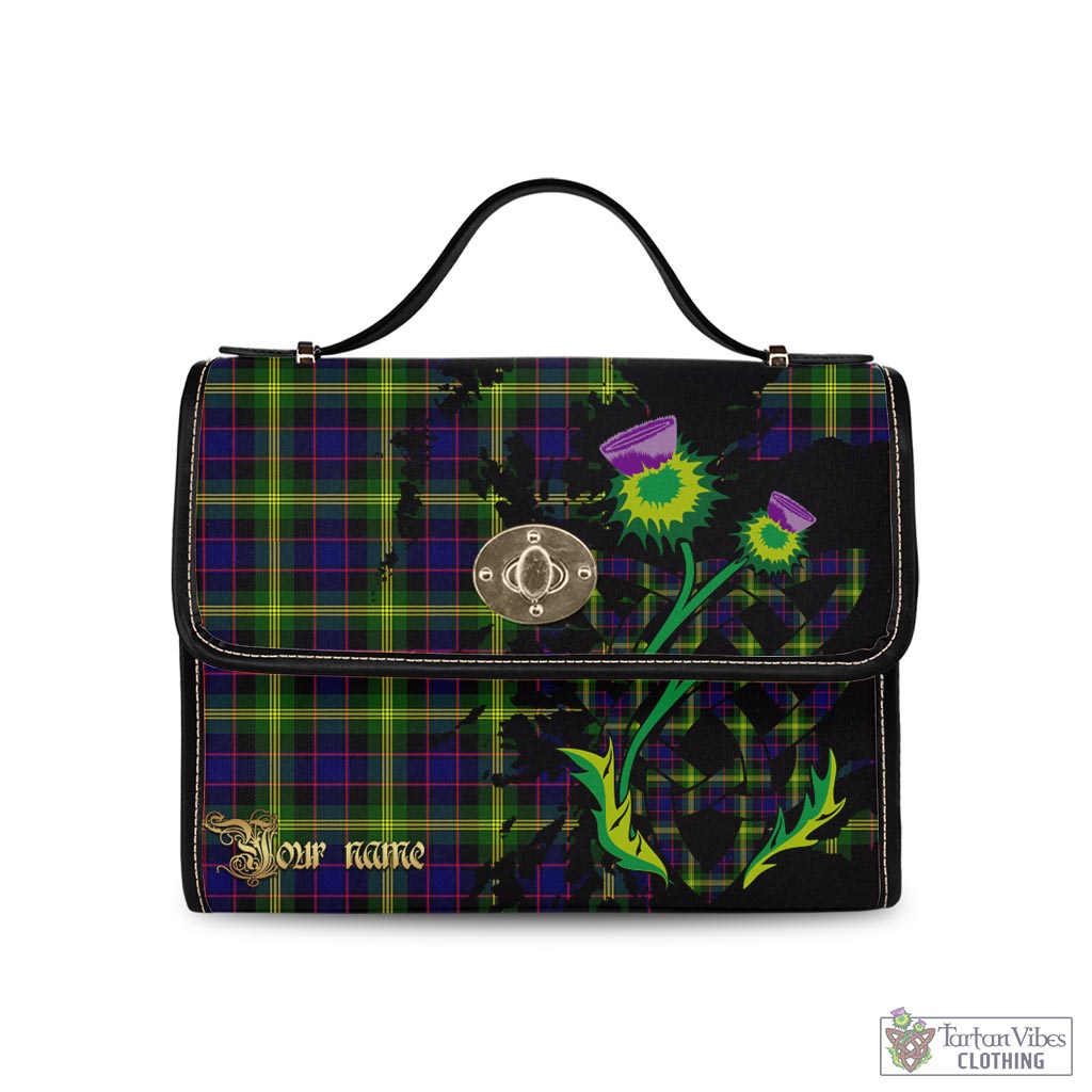 Tartan Vibes Clothing Watson Modern Tartan Waterproof Canvas Bag with Scotland Map and Thistle Celtic Accents