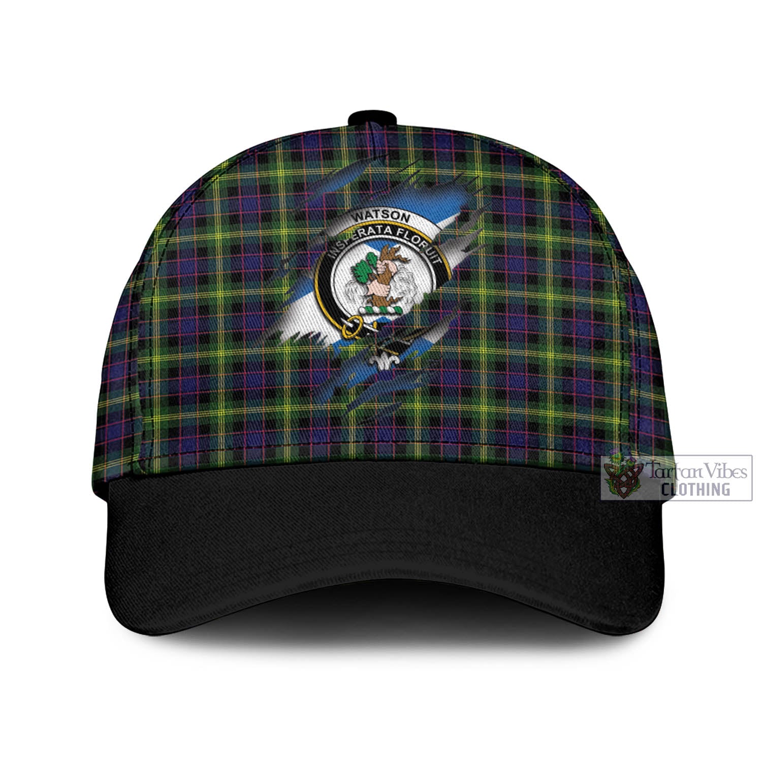 Tartan Vibes Clothing Watson Modern Tartan Classic Cap with Family Crest In Me Style