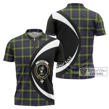 Watson Modern Tartan Zipper Polo Shirt with Family Crest Circle Style