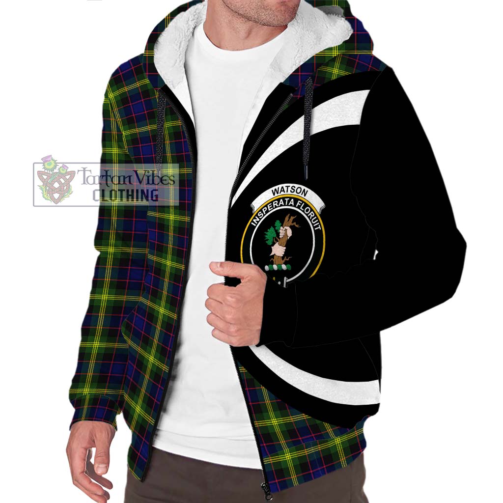 Watson Modern Tartan Sherpa Hoodie with Family Crest Circle Style Unisex S - Tartan Vibes Clothing