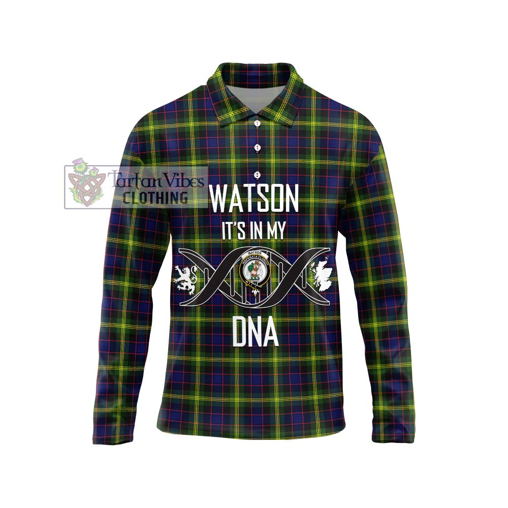 Watson Modern Tartan Long Sleeve Polo Shirt with Family Crest DNA In Me Style Unisex - Tartanvibesclothing Shop