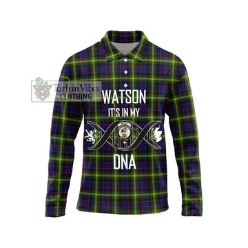 Watson Modern Tartan Long Sleeve Polo Shirt with Family Crest DNA In Me Style