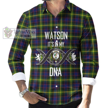 Watson Modern Tartan Long Sleeve Button Shirt with Family Crest DNA In Me Style