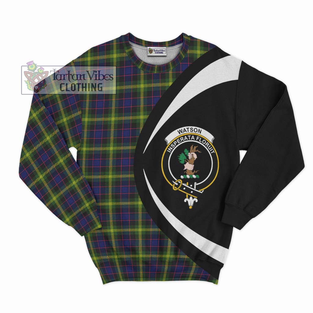 Watson Modern Tartan Sweatshirt with Family Crest Circle Style Unisex - Tartan Vibes Clothing