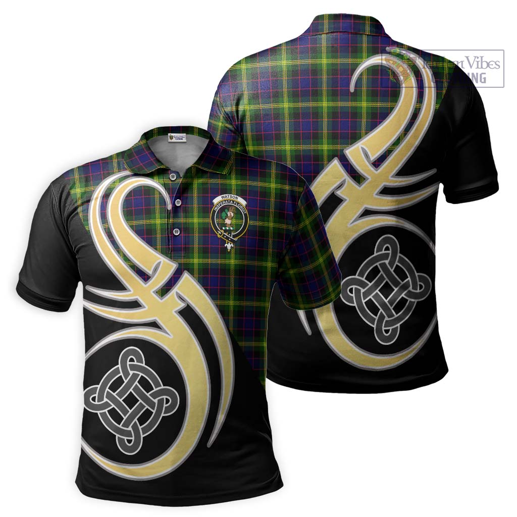 Tartan Vibes Clothing Watson Modern Tartan Polo Shirt with Family Crest and Celtic Symbol Style