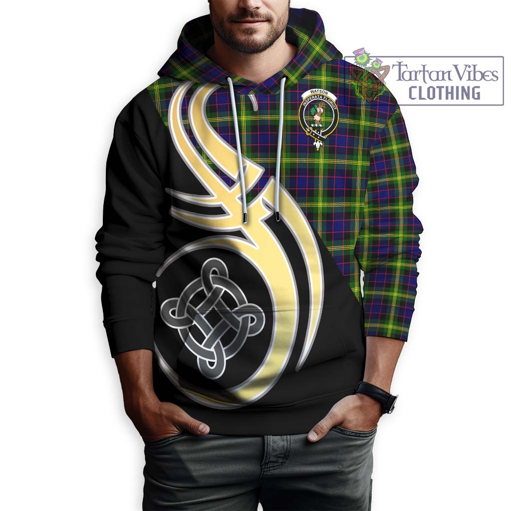 Watson Modern Tartan Hoodie with Family Crest and Celtic Symbol Style Zip Hoodie - Tartan Vibes Clothing