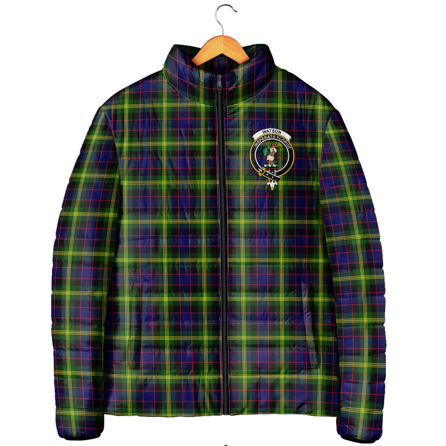 Watson Modern Tartan Padded Jacket with Family Crest Men's Padded Jacket - Tartan Vibes Clothing