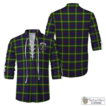 Watson Modern Tartan Men's Scottish Traditional Jacobite Ghillie Kilt Shirt with Family Crest