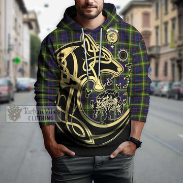 Watson Modern Tartan Hoodie with Family Crest Celtic Wolf Style