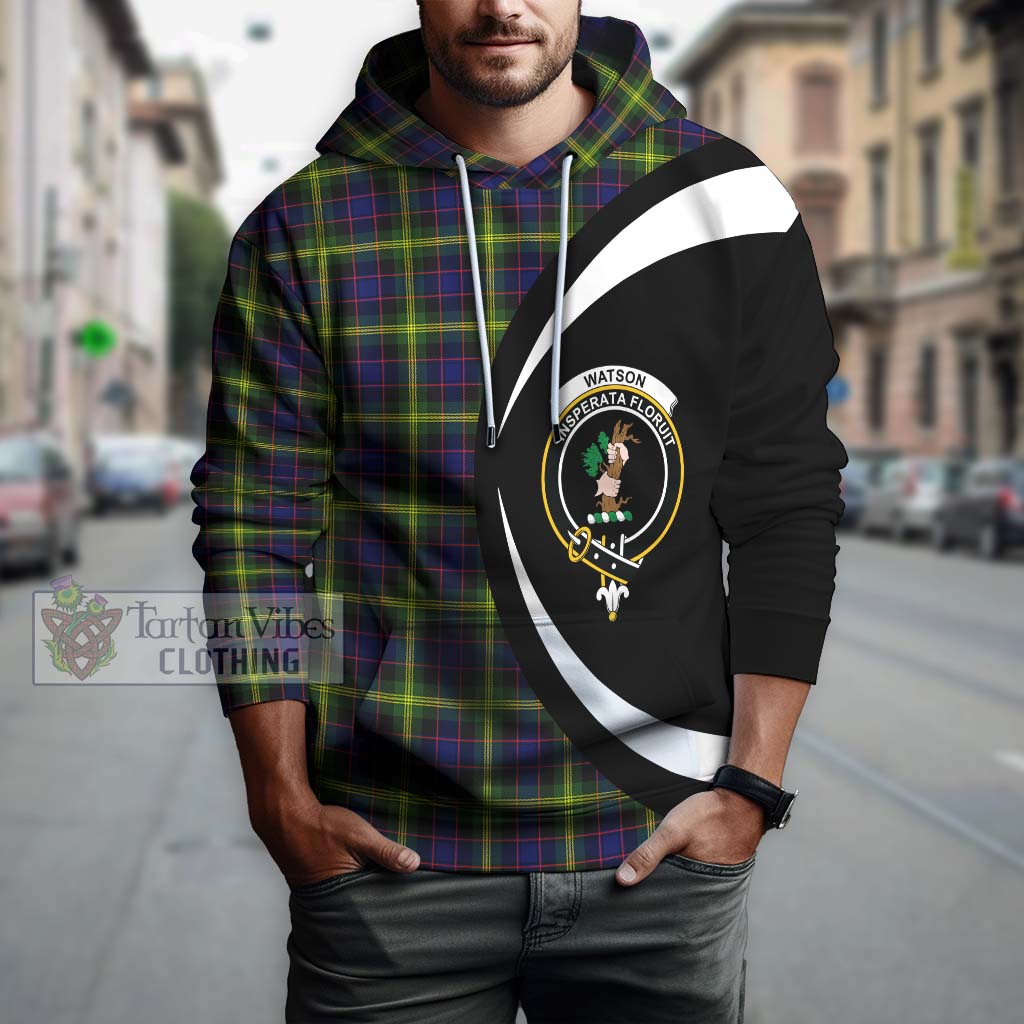 Watson Modern Tartan Hoodie with Family Crest Circle Style Zip Hoodie - Tartan Vibes Clothing