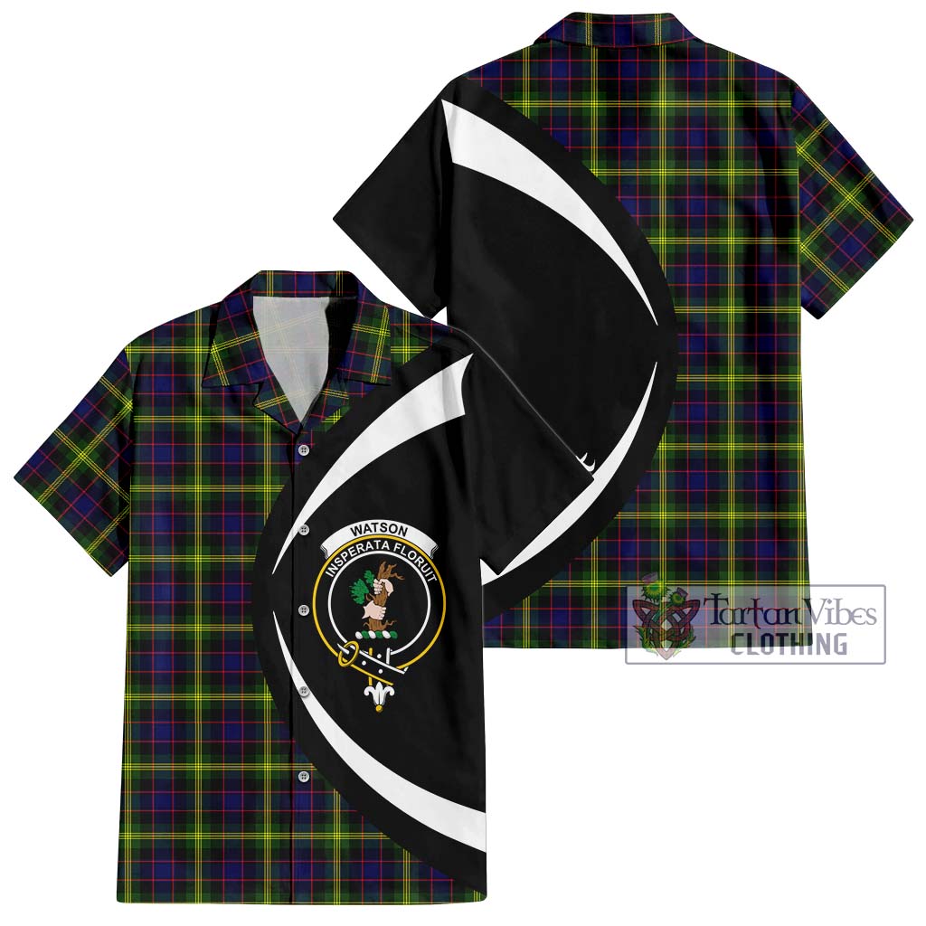 Tartan Vibes Clothing Watson Modern Tartan Short Sleeve Button Up with Family Crest Circle Style