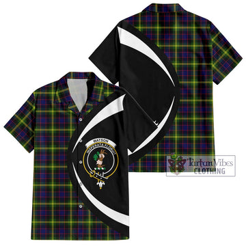 Watson Modern Tartan Short Sleeve Button Up with Family Crest Circle Style