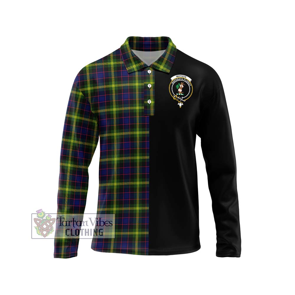 Watson Modern Tartan Long Sleeve Polo Shirt with Family Crest and Half Of Me Style Unisex - Tartanvibesclothing Shop