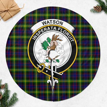 Watson Modern Tartan Christmas Tree Skirt with Family Crest