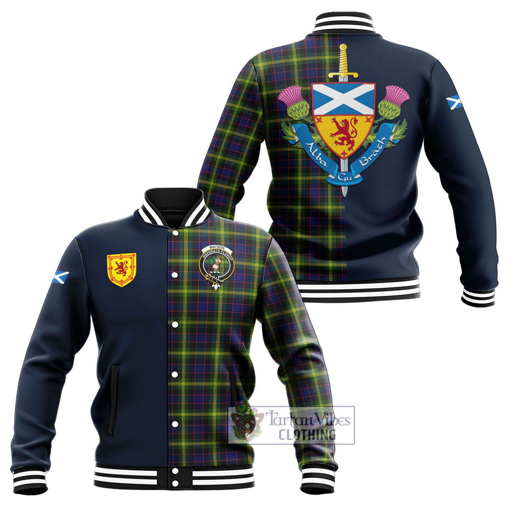 Tartan Vibes Clothing Watson Modern Tartan Baseball Jacket with Scottish Lion Royal Arm Half Style