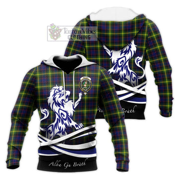 Watson Modern Tartan Knitted Hoodie with Alba Gu Brath Regal Lion Emblem