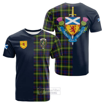 Watson Modern Tartan Cotton T-shirt with Scottish Lion Royal Arm Half Style