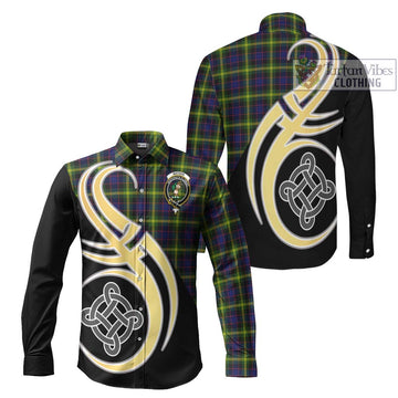 Watson Modern Tartan Long Sleeve Button Shirt with Family Crest and Celtic Symbol Style