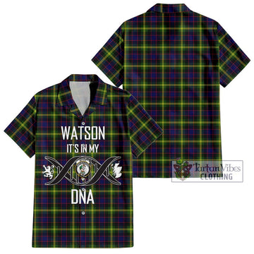 Watson Modern Tartan Short Sleeve Button Shirt with Family Crest DNA In Me Style