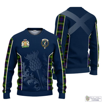 Watson Modern Tartan Knitted Sweatshirt with Family Crest and Scottish Thistle Vibes Sport Style