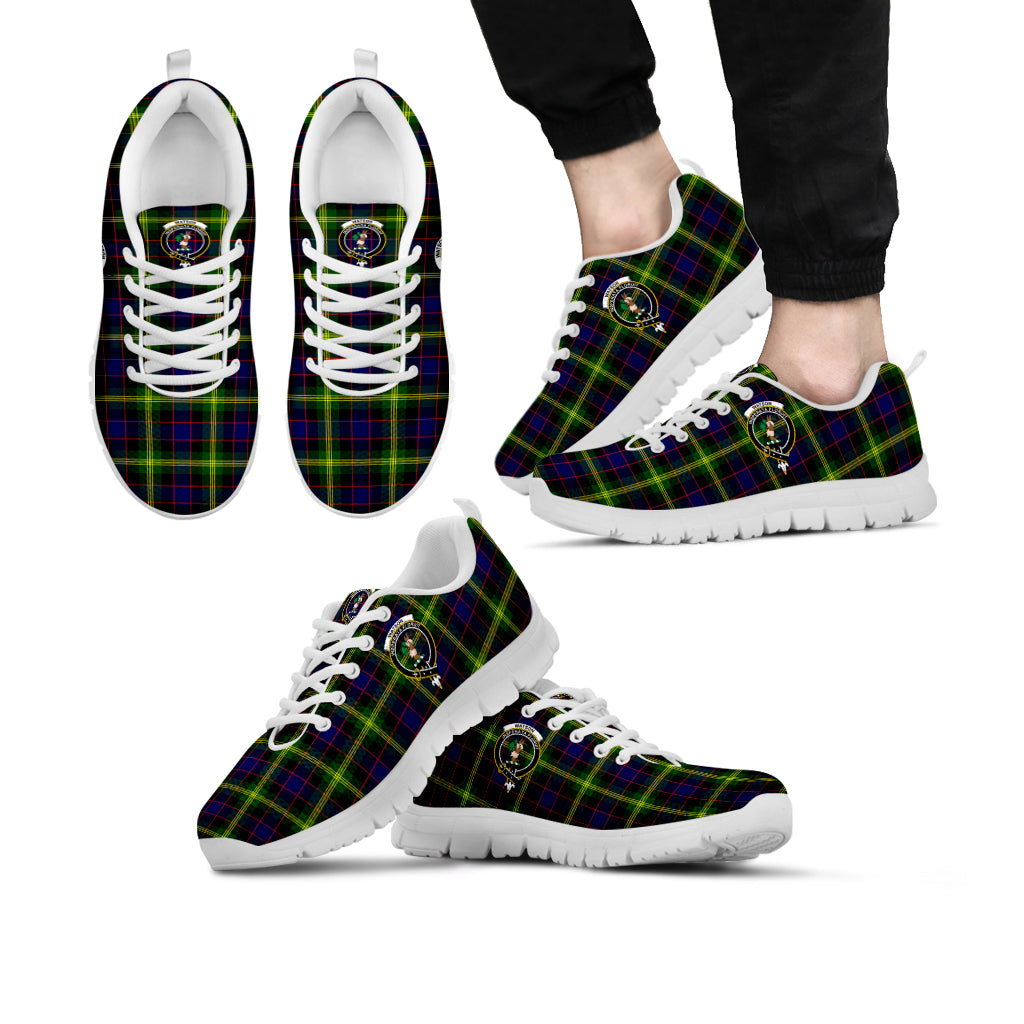 Watson Modern Tartan Sneakers with Family Crest Kid's Sneakers - Tartan Vibes Clothing