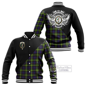 Watson Modern Tartan Baseball Jacket with Family Crest and Military Logo Style