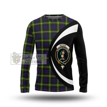 Watson Modern Tartan Long Sleeve T-Shirt with Family Crest Circle Style