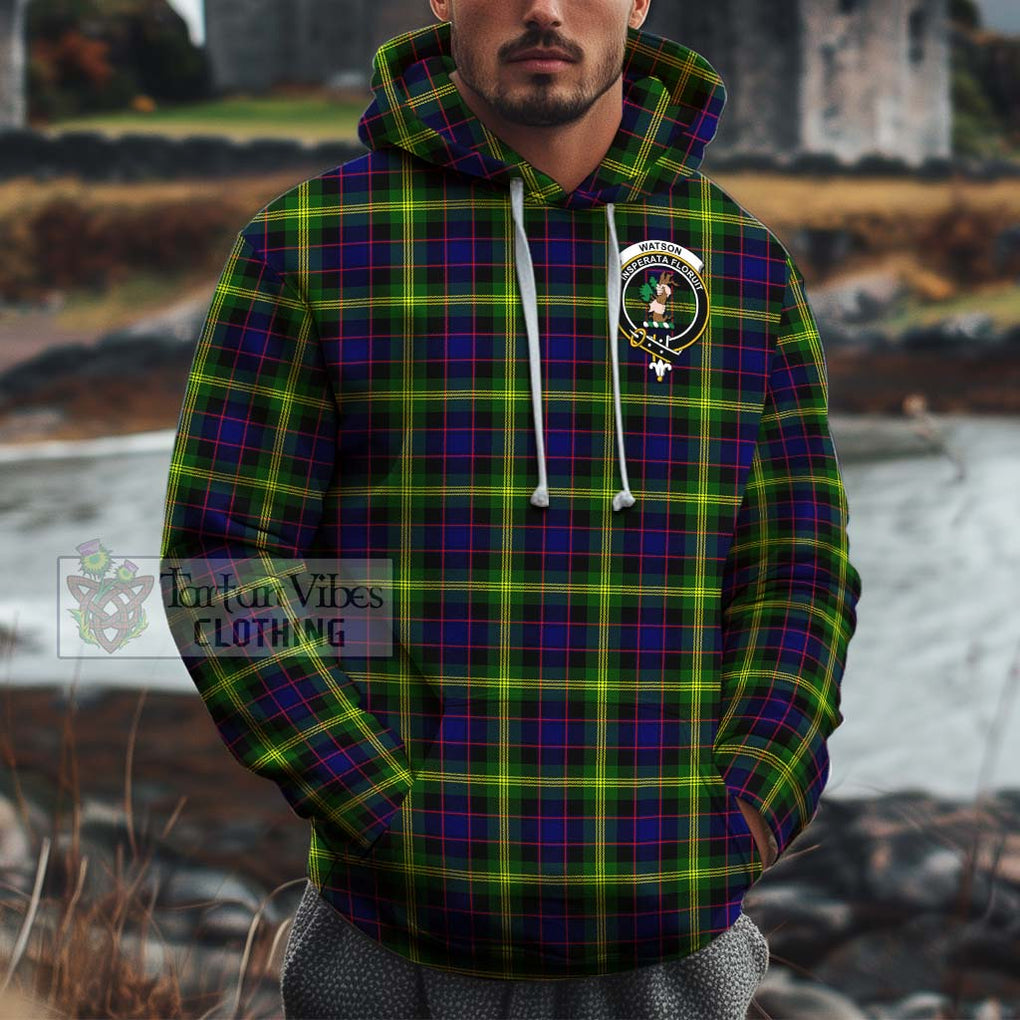 Watson Modern Tartan Cotton Hoodie with Family Crest Pullover Hoodie XS - Tartan Vibes Clothing