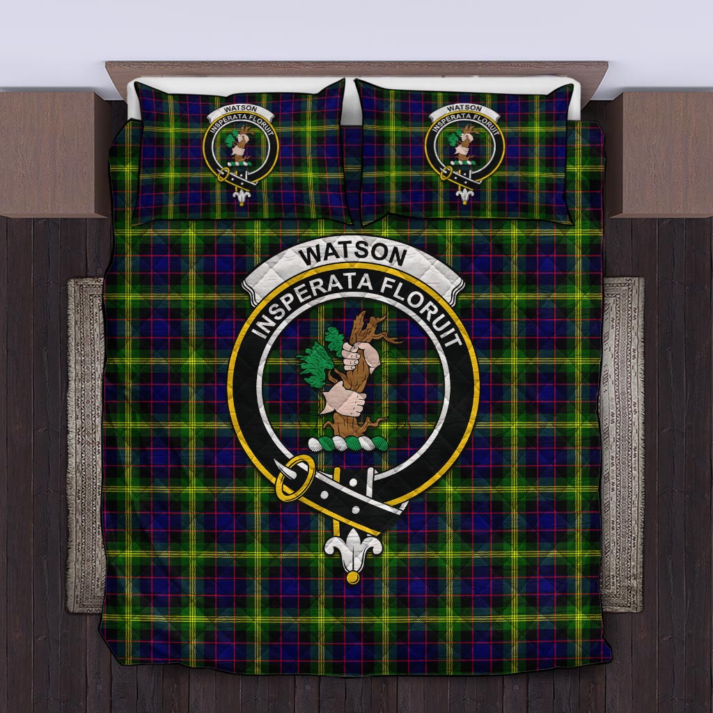 Watson Modern Tartan Quilt Bed Set with Family Crest Twin - Tartan Vibes Clothing