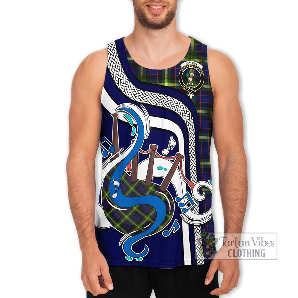 Watson Modern Tartan Men's Tank Top with Epic Bagpipe Style Men - Tartanvibesclothing Shop