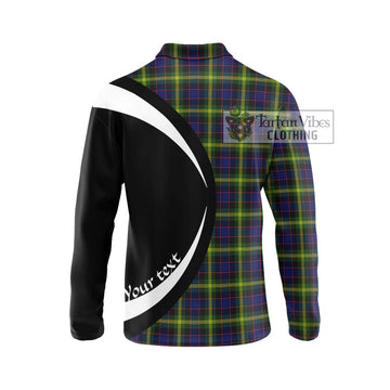 Watson Modern Tartan Long Sleeve Polo Shirt with Family Crest Circle Style