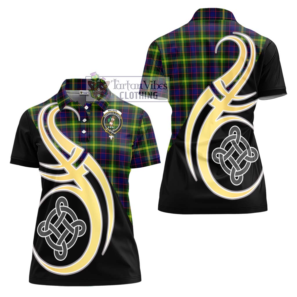 Watson Modern Tartan Women's Polo Shirt with Family Crest and Celtic Symbol Style - Tartan Vibes Clothing