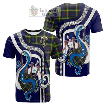 Watson Modern Tartan Cotton T-shirt with Epic Bagpipe Style