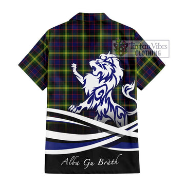 Watson Modern Tartan Short Sleeve Button Shirt with Alba Gu Brath Regal Lion Emblem