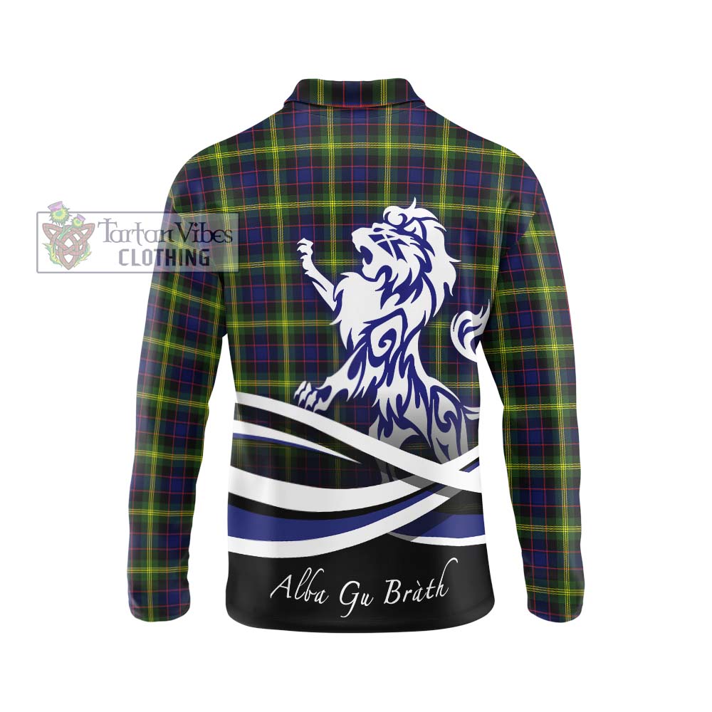 Watson Modern Tartan Long Sleeve Polo Shirt with Alba Gu Brath Regal Lion Emblem - Tartanvibesclothing Shop