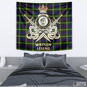 Watson Modern Tartan Tapestry with Clan Crest and the Golden Sword of Courageous Legacy