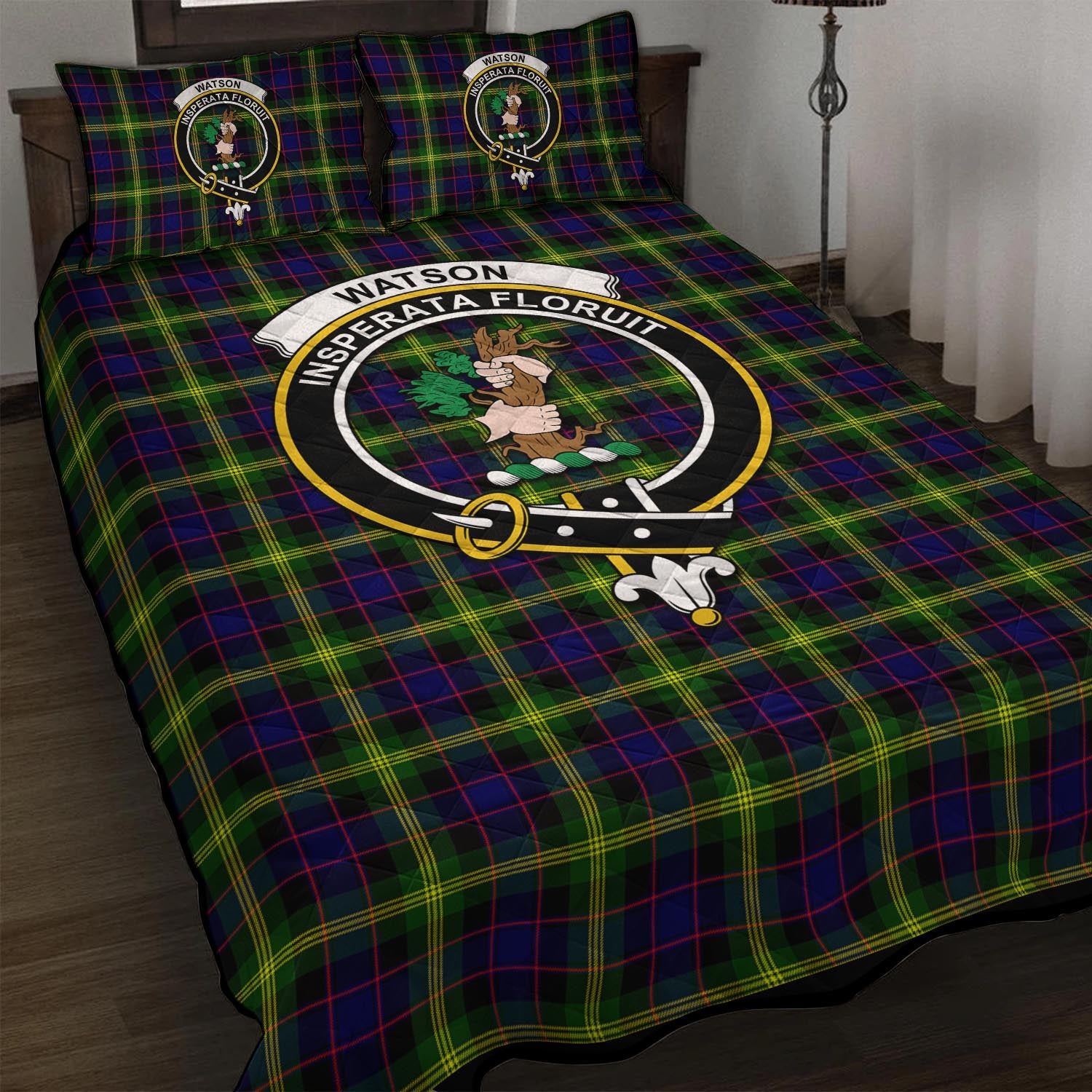 Watson Modern Tartan Quilt Bed Set with Family Crest - Tartan Vibes Clothing