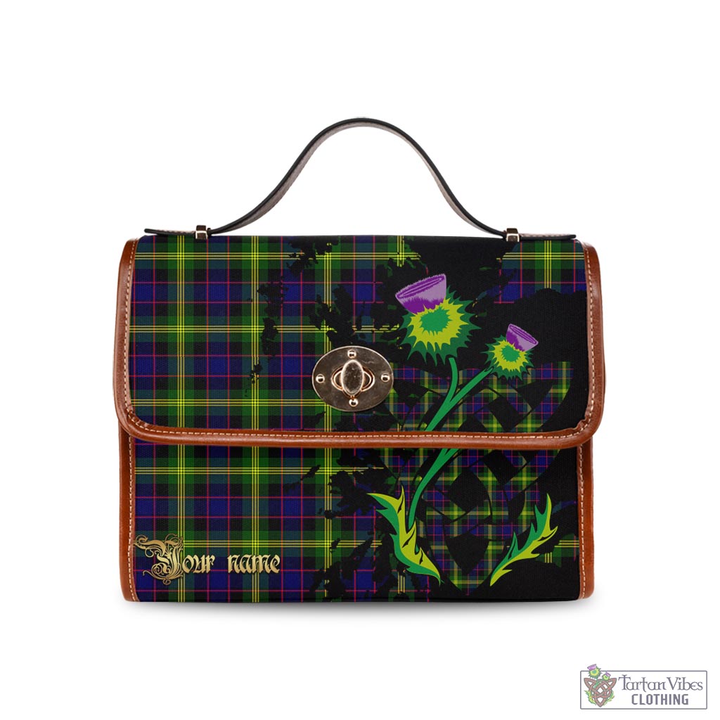 Tartan Vibes Clothing Watson Modern Tartan Waterproof Canvas Bag with Scotland Map and Thistle Celtic Accents