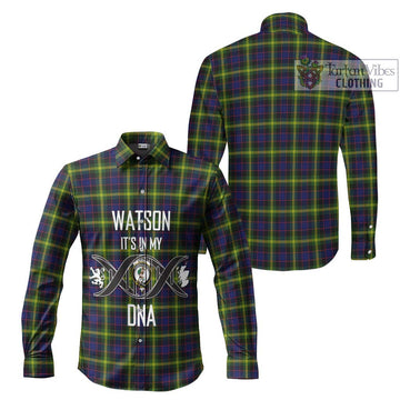 Watson Modern Tartan Long Sleeve Button Shirt with Family Crest DNA In Me Style