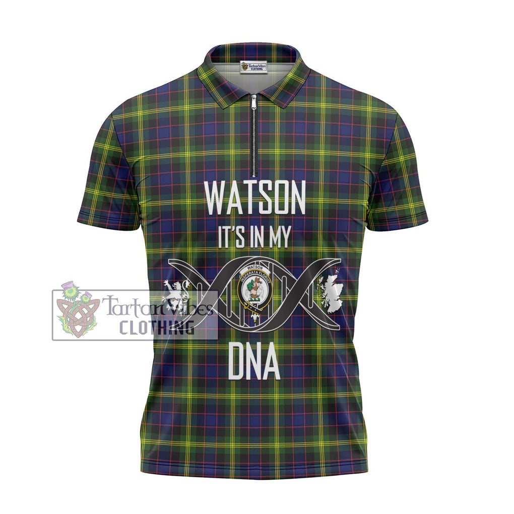 Watson Modern Tartan Zipper Polo Shirt with Family Crest DNA In Me Style - Tartanvibesclothing Shop