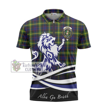 Watson Modern Tartan Zipper Polo Shirt with Alba Gu Brath Regal Lion Emblem