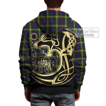 Watson Modern Tartan Hoodie with Family Crest Celtic Wolf Style