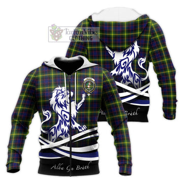 Watson Modern Tartan Knitted Hoodie with Alba Gu Brath Regal Lion Emblem