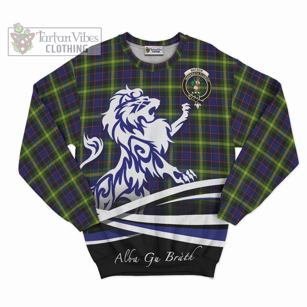 Watson Modern Tartan Sweatshirt with Alba Gu Brath Regal Lion Emblem - Tartanvibesclothing Shop