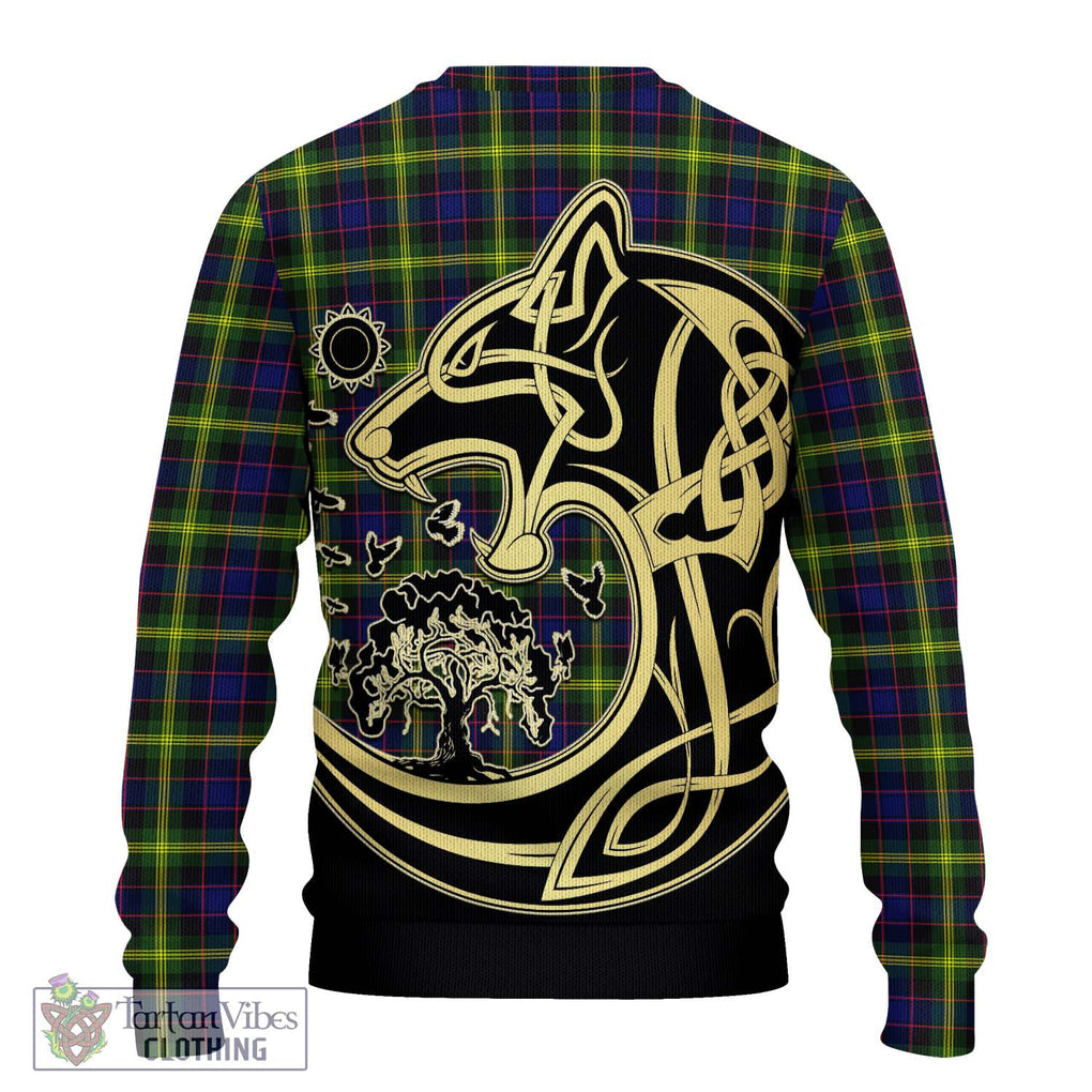 Watson Modern Tartan Knitted Sweater with Family Crest Celtic Wolf Style - Tartan Vibes Clothing